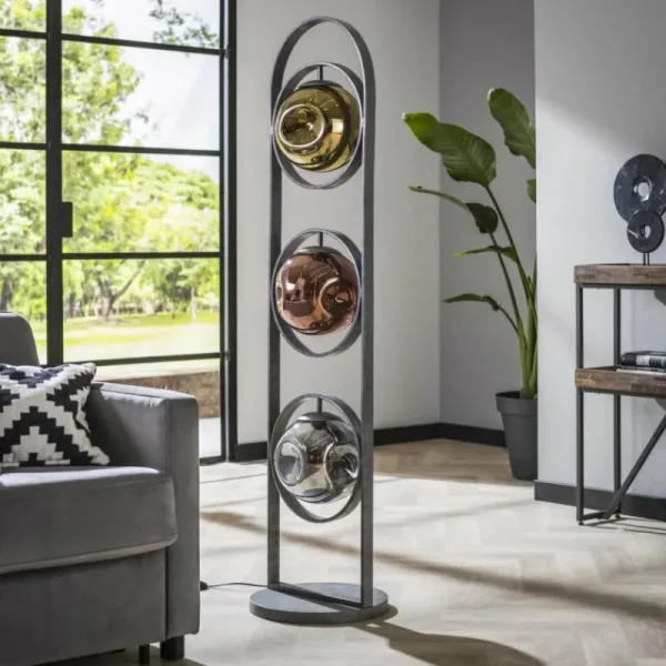 hofstein Lampadaire Stellar Anthracite, 3 lumières* Lampes En Verre