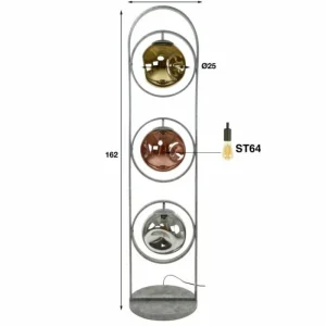 hofstein Lampadaire Stellar Anthracite, 3 lumières* Lampes En Verre