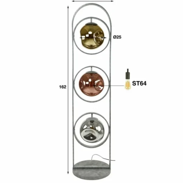 hofstein Lampadaire Stellar Anthracite, 3 lumières* Lampes En Verre