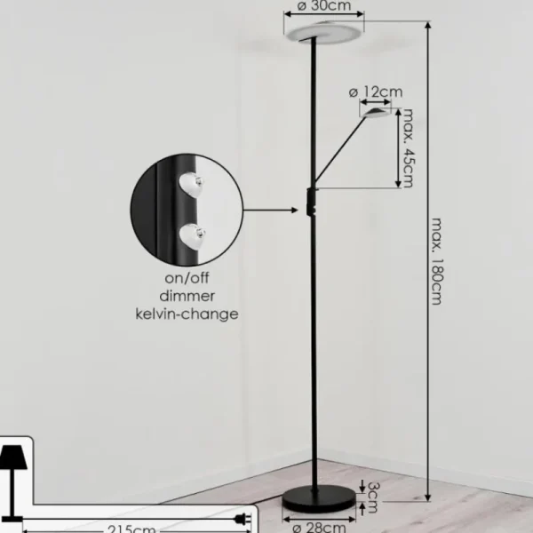 hofstein Lampadaire à vasque Choupico LED Noir, 2 lumières* Lampes Modernes