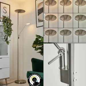 hofstein Lampadaire à vasque Murca LED Nickel mat, 2 lumières* Lampes Modernes