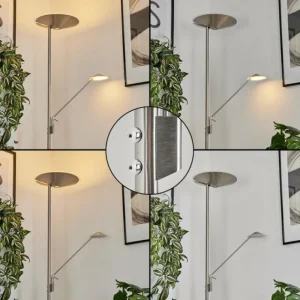 hofstein Lampadaire à vasque Murca LED Nickel mat, 2 lumières* Lampes Modernes