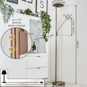 hofstein Lampadaire à vasque Murca LED Vieux laiton, 2 lumières* Lampes Modernes