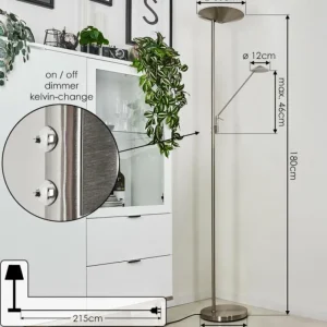 hofstein Lampadaire à vasque Murca LED Nickel mat, 2 lumières* Lampes Modernes