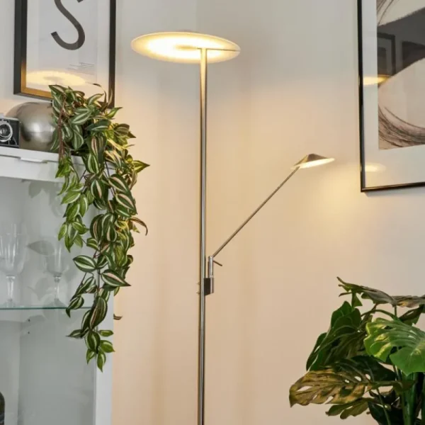 hofstein Lampadaire à vasque Murca LED Nickel mat, 2 lumières* Lampes Modernes