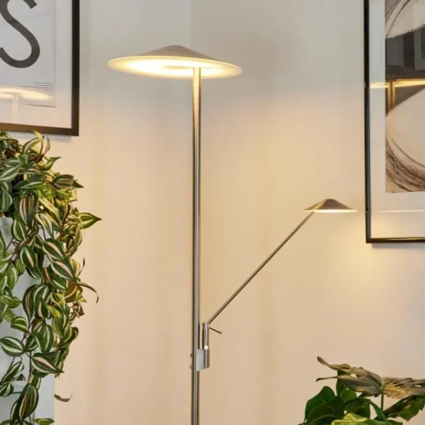 hofstein Lampadaire à vasque Murca LED Nickel mat, 2 lumières* Lampes Modernes