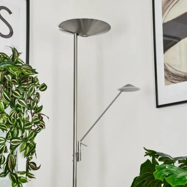 hofstein Lampadaire à vasque Murca LED Nickel mat, 2 lumières* Lampes Modernes
