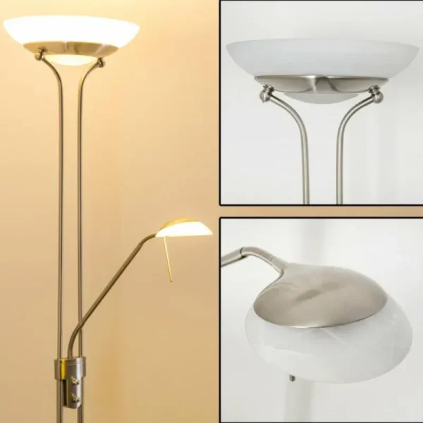 hofstein Lampadaire à vasque Biot LED Nickel mat, 2 lumières* Lampes Modernes