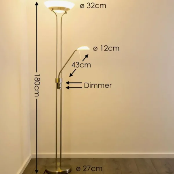hofstein Lampadaire à vasque Biot LED Nickel mat, 2 lumières* Lampes Modernes