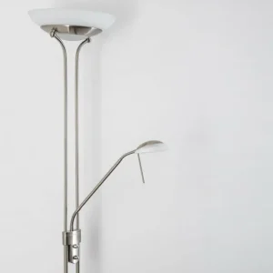 hofstein Lampadaire à vasque Biot LED Nickel mat, 2 lumières* Lampes Modernes