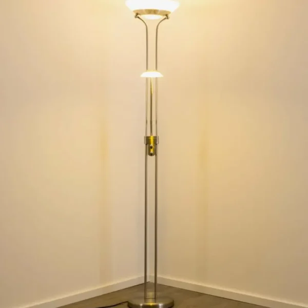 hofstein Lampadaire à vasque Biot LED Nickel mat, 2 lumières* Lampes Modernes