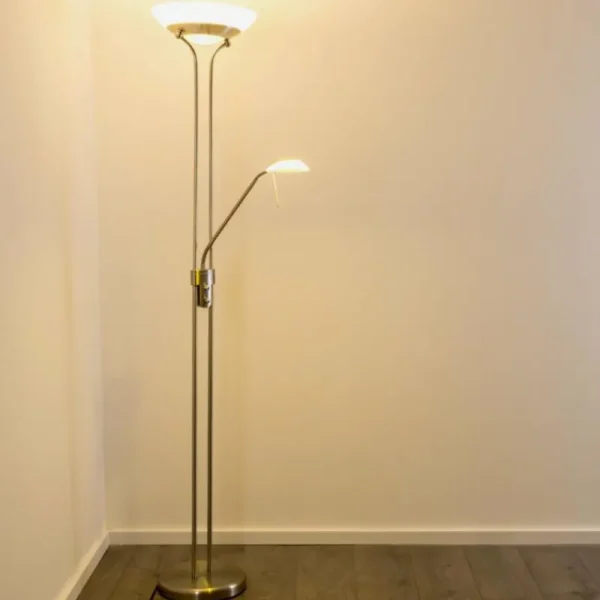 hofstein Lampadaire à vasque Biot LED Nickel mat, 2 lumières* Lampes Modernes