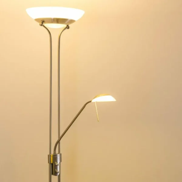 hofstein Lampadaire à vasque Biot LED Nickel mat, 2 lumières* Lampes Modernes