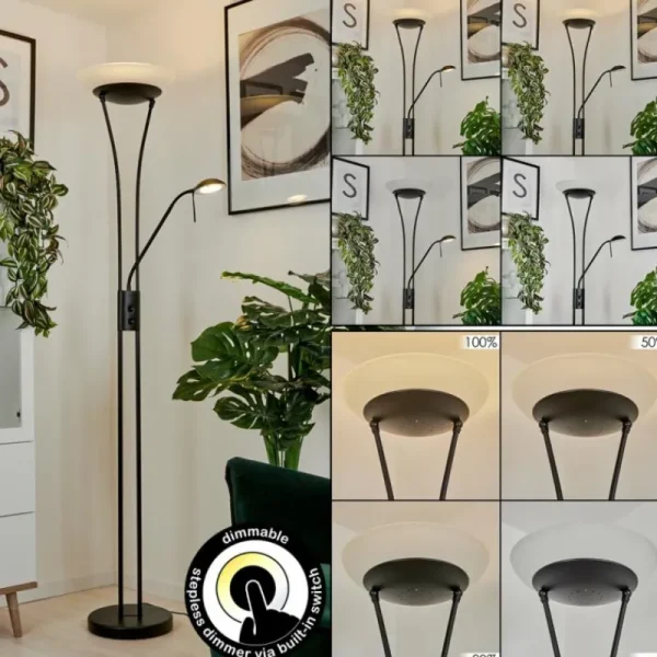 hofstein Lampadaire à vasque Chanlus LED Noir, 1 lumière* Lampes Modernes