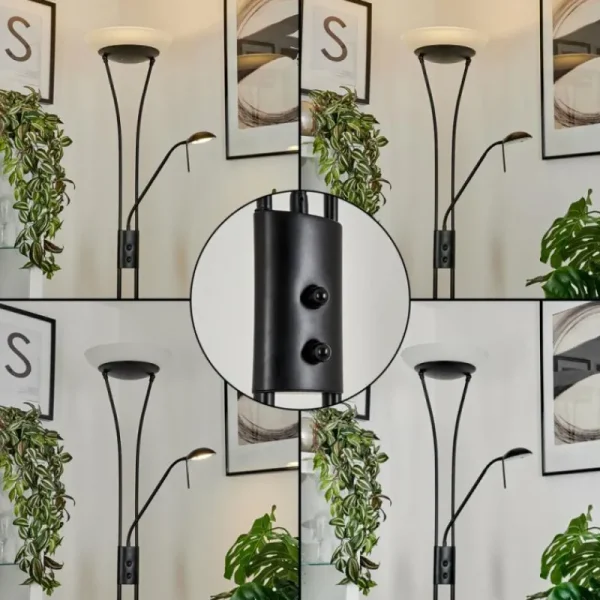 hofstein Lampadaire à vasque Chanlus LED Noir, 1 lumière* Lampes Modernes