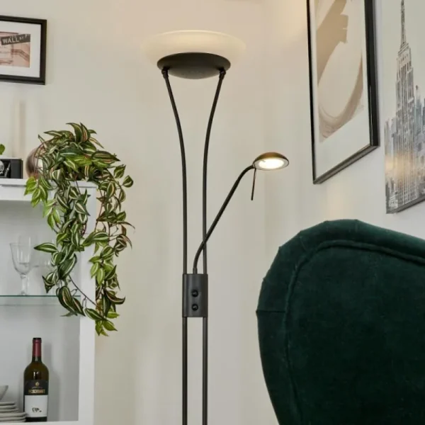 hofstein Lampadaire à vasque Chanlus LED Noir, 1 lumière* Lampes Modernes