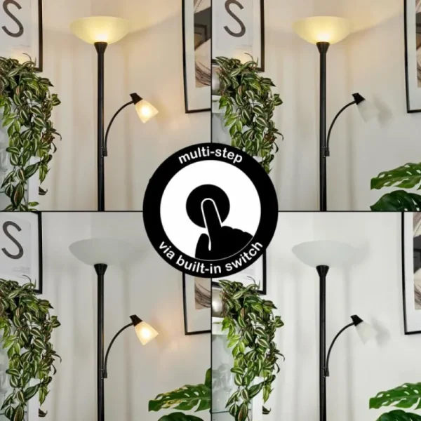 hofstein Lampadaire à vasque Phong LED Noir, 2 lumières* Lampes Modernes