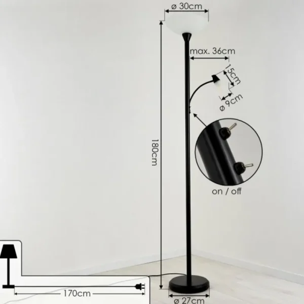 hofstein Lampadaire à vasque Phong LED Noir, 2 lumières* Lampes Modernes