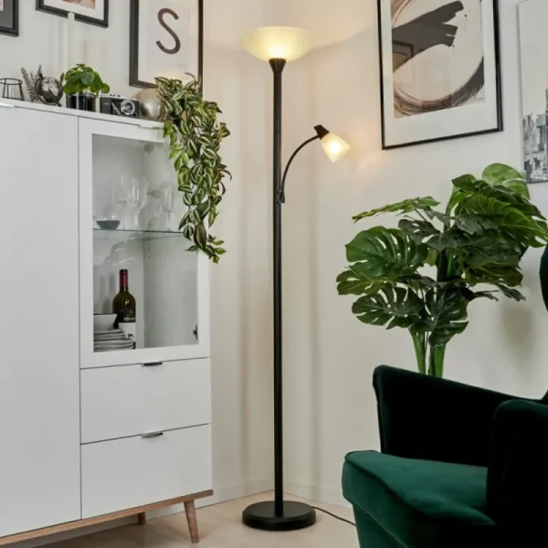 hofstein Lampadaire à vasque Phong LED Noir, 2 lumières* Lampes Modernes