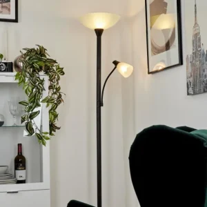 hofstein Lampadaire à vasque Phong LED Noir, 2 lumières* Lampes Modernes