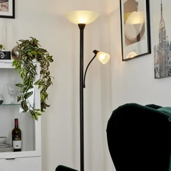 hofstein Lampadaire à vasque Phong LED Noir, 2 lumières* Lampes Modernes