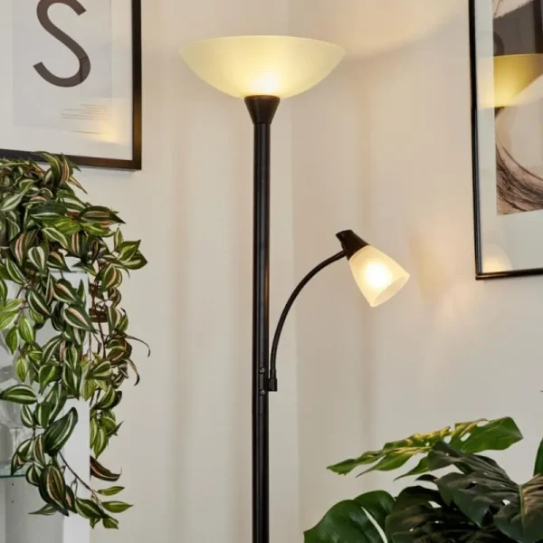 hofstein Lampadaire à vasque Phong LED Noir, 2 lumières* Lampes Modernes