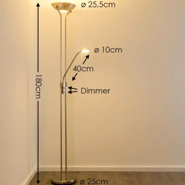 hofstein Lampadaire à vasque Rom LED Nickel mat, 2 lumières* Lampes Modernes