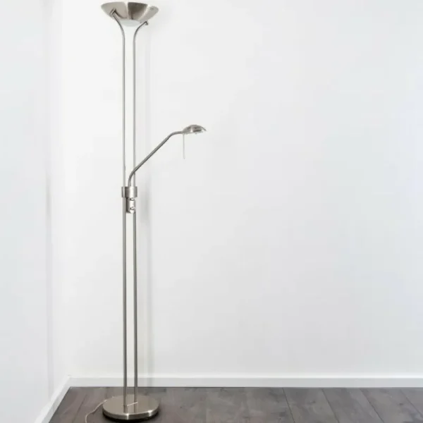 hofstein Lampadaire à vasque Rom LED Nickel mat, 2 lumières* Lampes Modernes