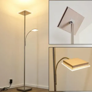 hofstein Lampadaire à vasque Veteli LED Chrome, Nickel mat, 2 lumières* Lampes Modernes