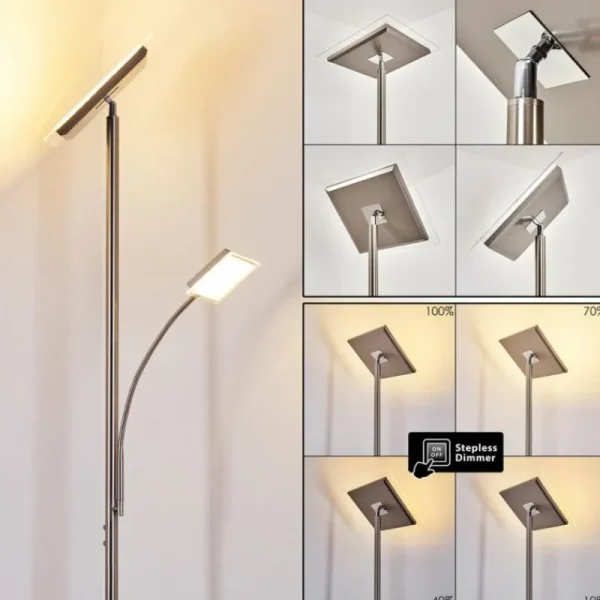 hofstein Lampadaire à vasque Veteli LED Acier inoxydable, 2 lumières* Lampes Modernes