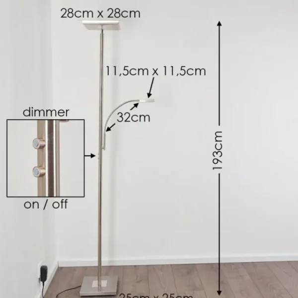 hofstein Lampadaire à vasque Veteli LED Chrome, Nickel mat, 2 lumières* Lampes Modernes