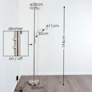 hofstein Lampadaire à vasque Veteli LED Chrome, Nickel mat, 2 lumières* Lampes Modernes