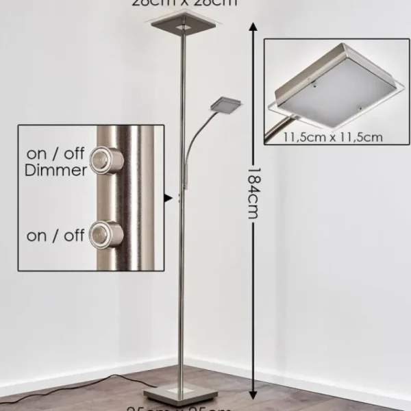 hofstein Lampadaire à vasque Veteli LED Acier inoxydable, 2 lumières* Lampes Modernes