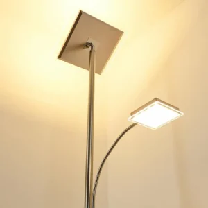 hofstein Lampadaire à vasque Veteli LED Chrome, Nickel mat, 2 lumières* Lampes Modernes