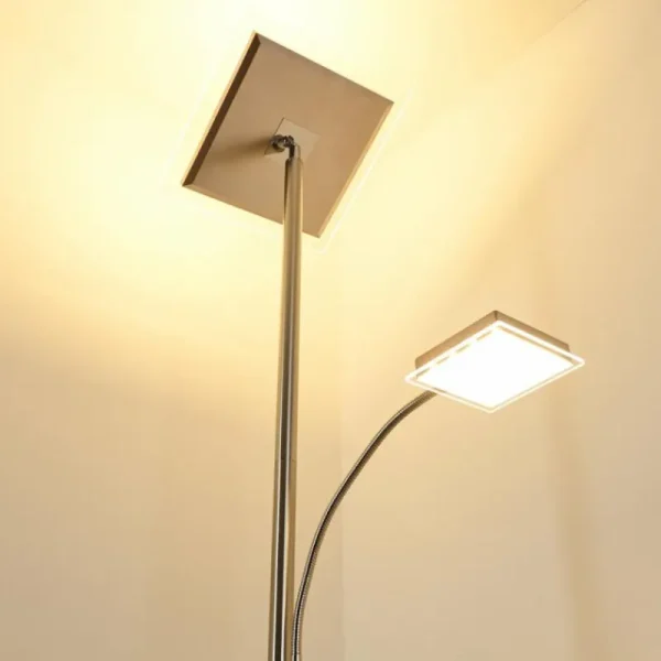 hofstein Lampadaire à vasque Veteli LED Chrome, Nickel mat, 2 lumières* Lampes Modernes