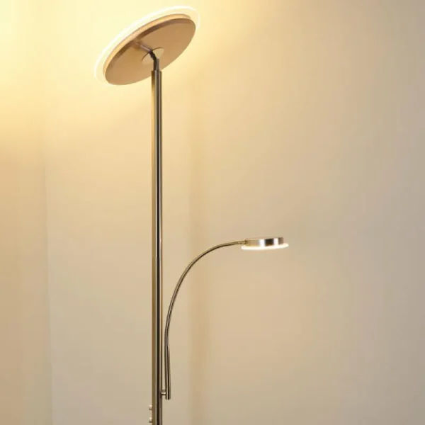 hofstein Lampadaire à vasque Veteli LED Chrome, Nickel mat, 2 lumières* Lampes Modernes