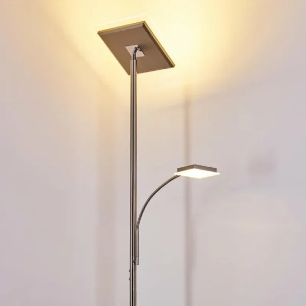 hofstein Lampadaire à vasque Veteli LED Acier inoxydable, 2 lumières* Lampes Modernes