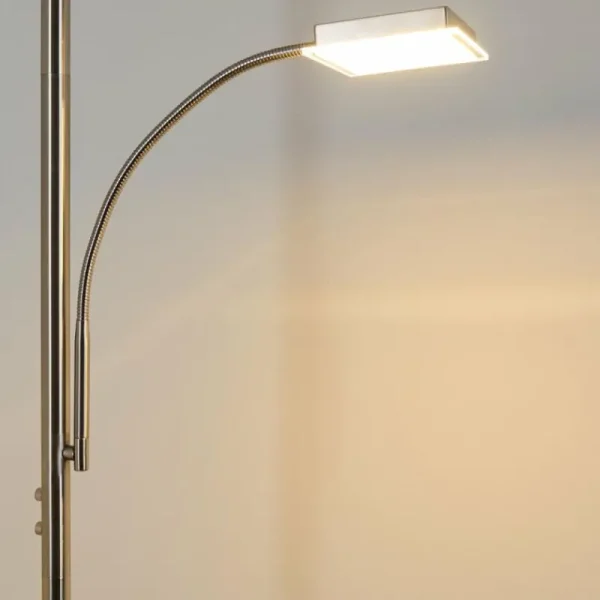 hofstein Lampadaire à vasque Veteli LED Chrome, Nickel mat, 2 lumières* Lampes Modernes