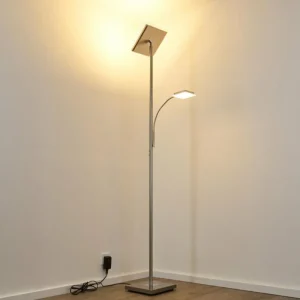 hofstein Lampadaire à vasque Veteli LED Chrome, Nickel mat, 2 lumières* Lampes Modernes