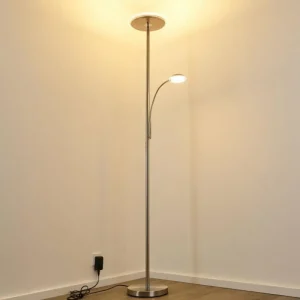 hofstein Lampadaire à vasque Veteli LED Chrome, Nickel mat, 2 lumières* Lampes Modernes