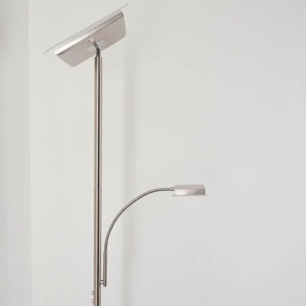 hofstein Lampadaire à vasque Veteli LED Chrome, Nickel mat, 2 lumières* Lampes Modernes