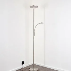hofstein Lampadaire à vasque Veteli LED Chrome, Nickel mat, 2 lumières* Lampes Modernes