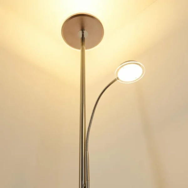 hofstein Lampadaire à vasque Veteli LED Chrome, Nickel mat, 2 lumières* Lampes Modernes