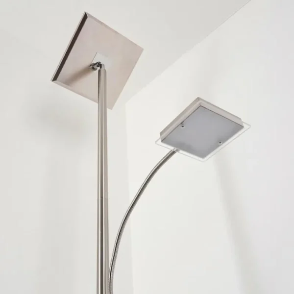 hofstein Lampadaire à vasque Veteli LED Chrome, Nickel mat, 2 lumières* Lampes Modernes
