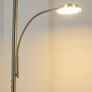 hofstein Lampadaire à vasque Veteli LED Chrome, Nickel mat, 2 lumières* Lampes Modernes