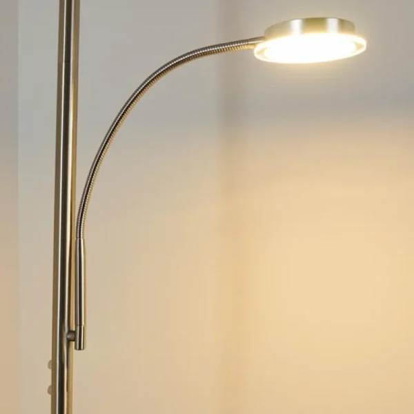 hofstein Lampadaire à vasque Veteli LED Chrome, Nickel mat, 2 lumières* Lampes Modernes