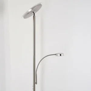 hofstein Lampadaire à vasque Veteli LED Chrome, Nickel mat, 2 lumières* Lampes Modernes