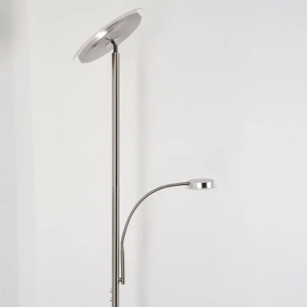 hofstein Lampadaire à vasque Veteli LED Chrome, Nickel mat, 2 lumières* Lampes Modernes