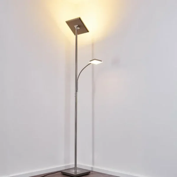 hofstein Lampadaire à vasque Veteli LED Acier inoxydable, 2 lumières* Lampes Modernes