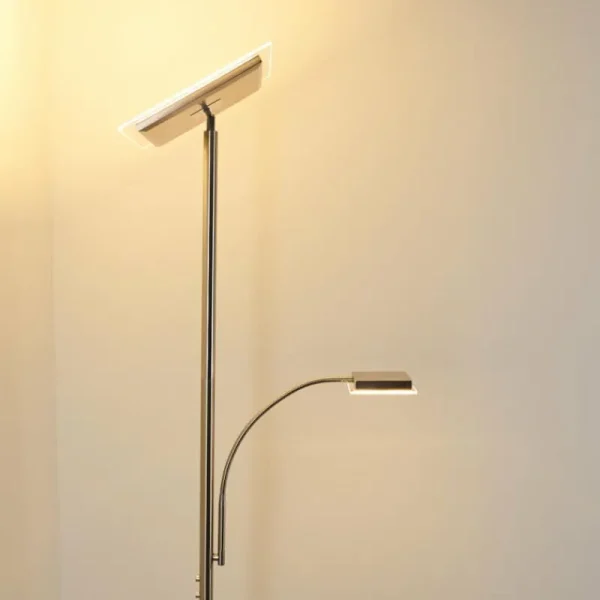 hofstein Lampadaire à vasque Veteli LED Chrome, Nickel mat, 2 lumières* Lampes Modernes